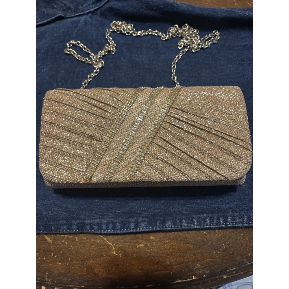 Unbranded Women's Rose Gold Tone Evening Purse Clutch Sparkling Faux Crystals